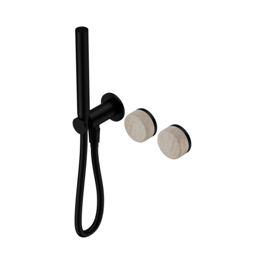 Inbouw douchemengkraan – Sorrento – Rome Travertine – Staafhanddouche – Zonder achterplaat – Matte black