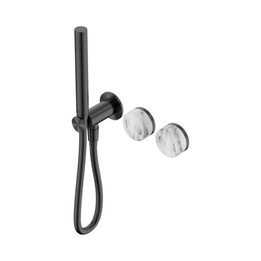 Inbouw douchemengkraan – Sorrento – Arabescato Corchia – Staafhanddouche – Zonder achterplaat – Gun metal grey