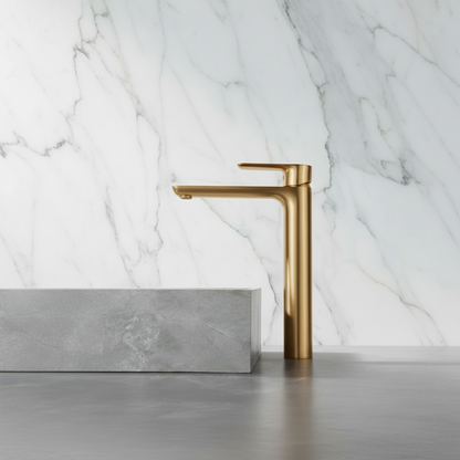 Freestanding Bath Faucet Lisandro – Waterfall Spout – Brushed nickel