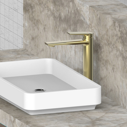 Freestanding Bath Faucet Lisandro – Waterfall Spout – Brushed nickel