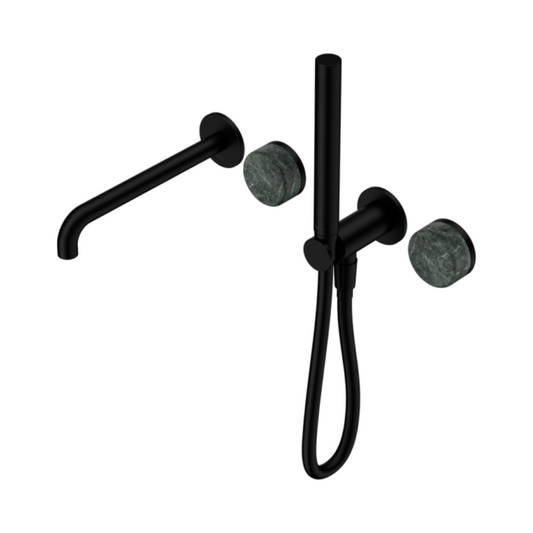 Inbouw badmengkraan Sorrento - Verde alpi - Staafhanddouche en uitloop - Zonder achterplaat - Matte black
