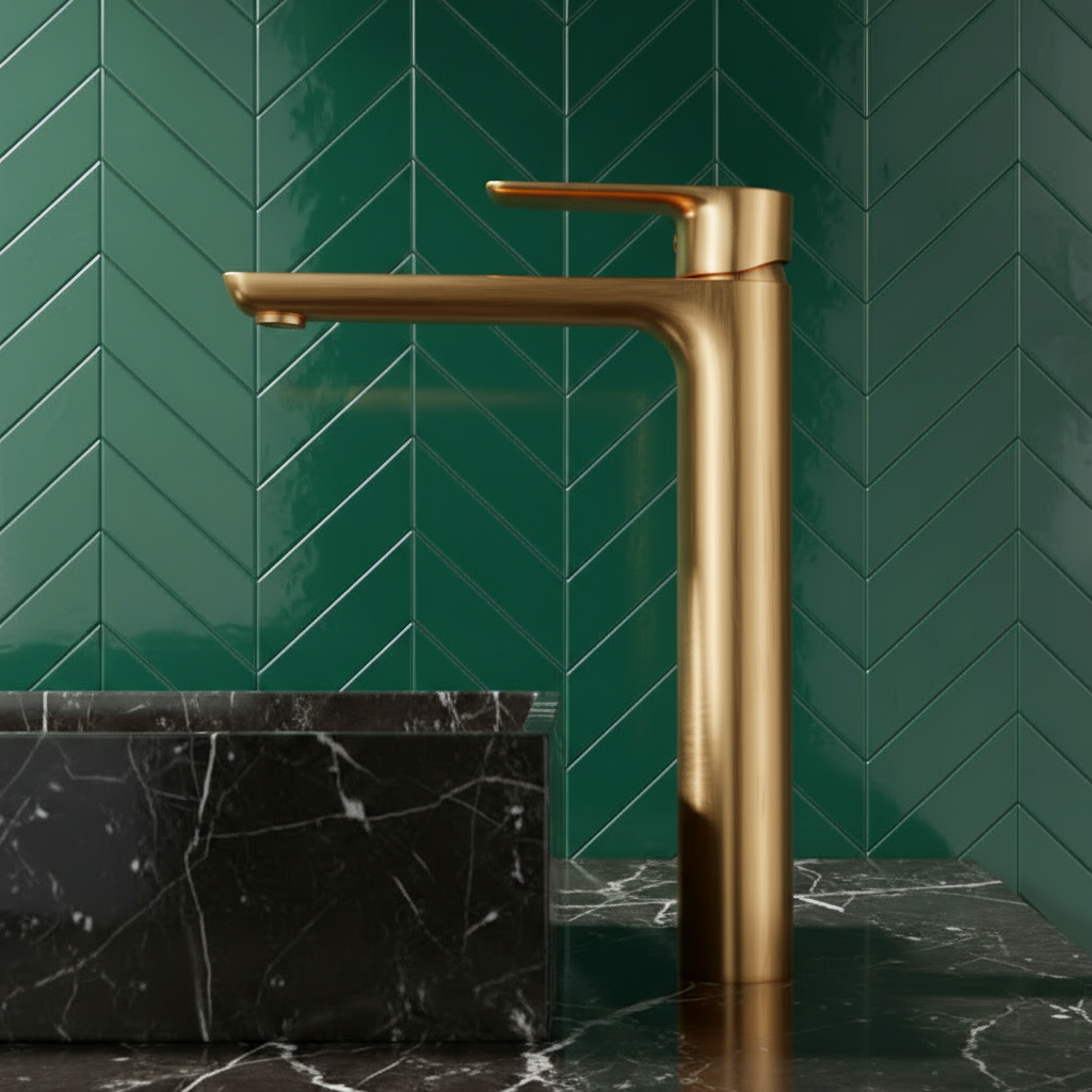 Freestanding Bath Faucet Lisandro – Waterfall Spout – Brushed nickel