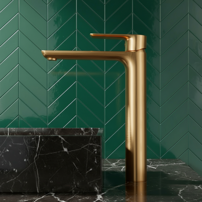 Freestanding Bath Faucet Lisandro – Waterfall Spout – Brushed nickel