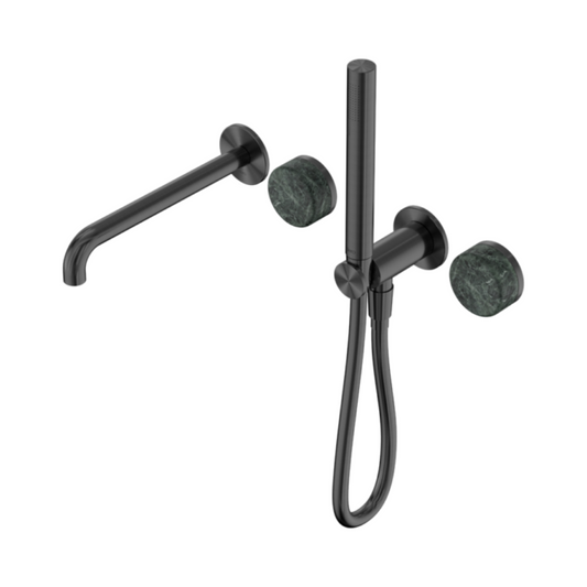 Inbouw badmengkraan Sorrento - Verde alpi - Staafhanddouche en uitloop - Zonder achterplaat - Gun metal grey
