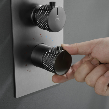 Thermostatic Built-in Rain Shower Set Isabella - Waterfall - Gunmetal grey