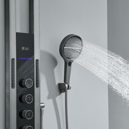 Thermostatic Shower Panel Marcelo – Digital Display - Gunmetal Grey