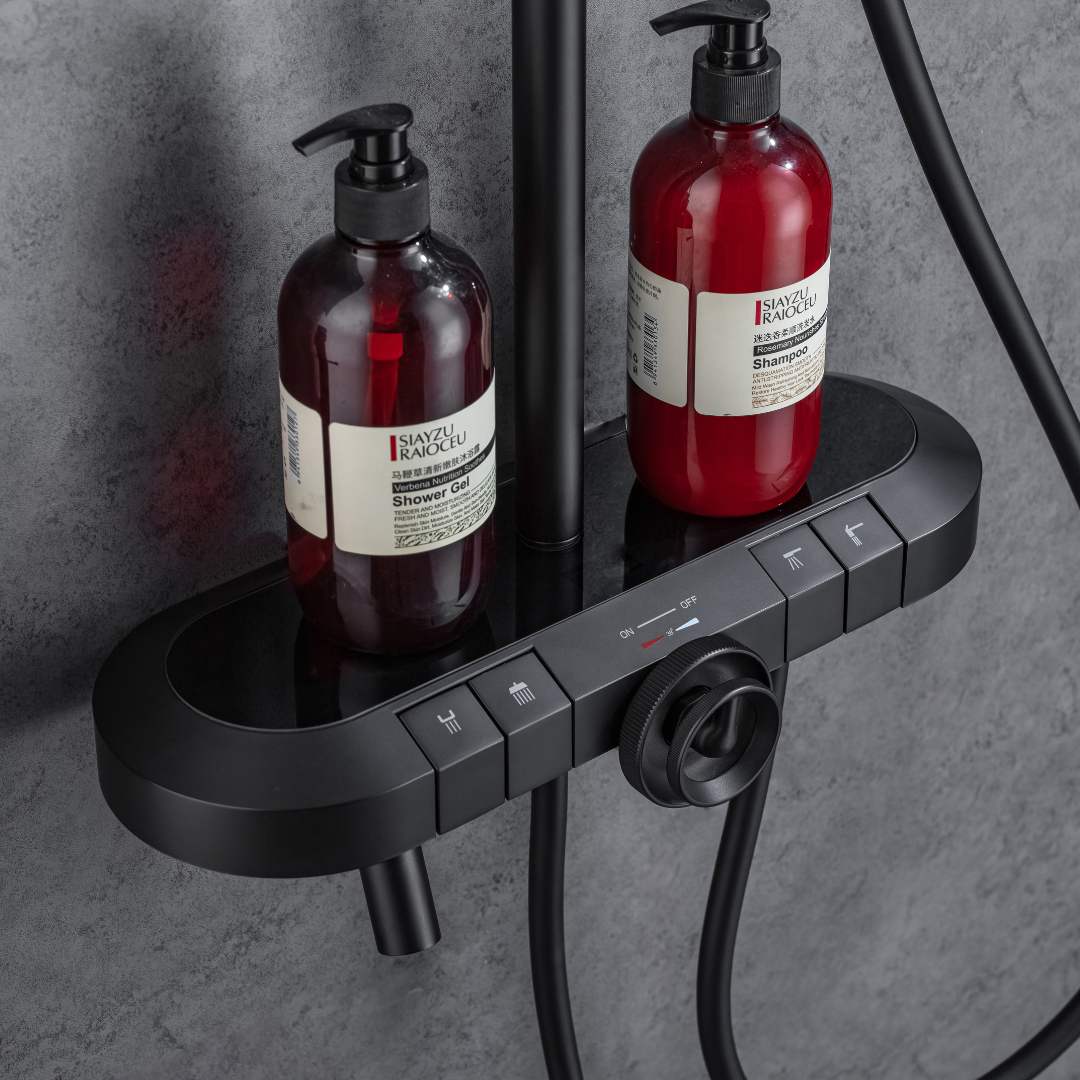 Construction Rain Shower Set – Fabiano – Digital Display – Matt black
