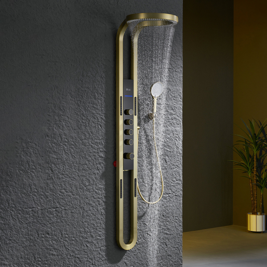 Thermostatic Shower Panel Marcelo – Digital Display - Brushed gold