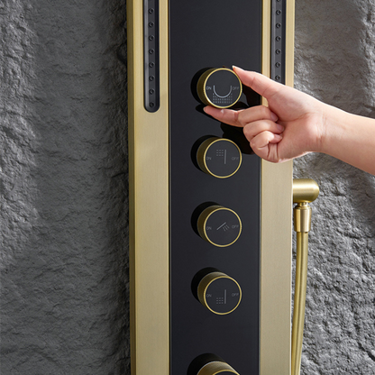 Thermostatic Shower Panel Marcelo – Digital Display - Brushed gold