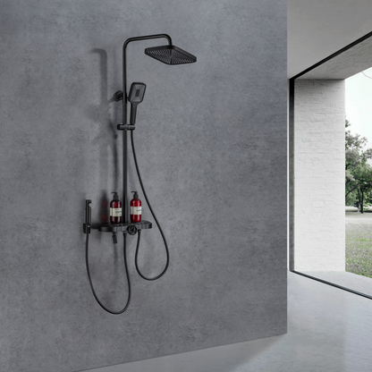 Construction Rain Shower Set – Fabiano – Digital Display – Matt black