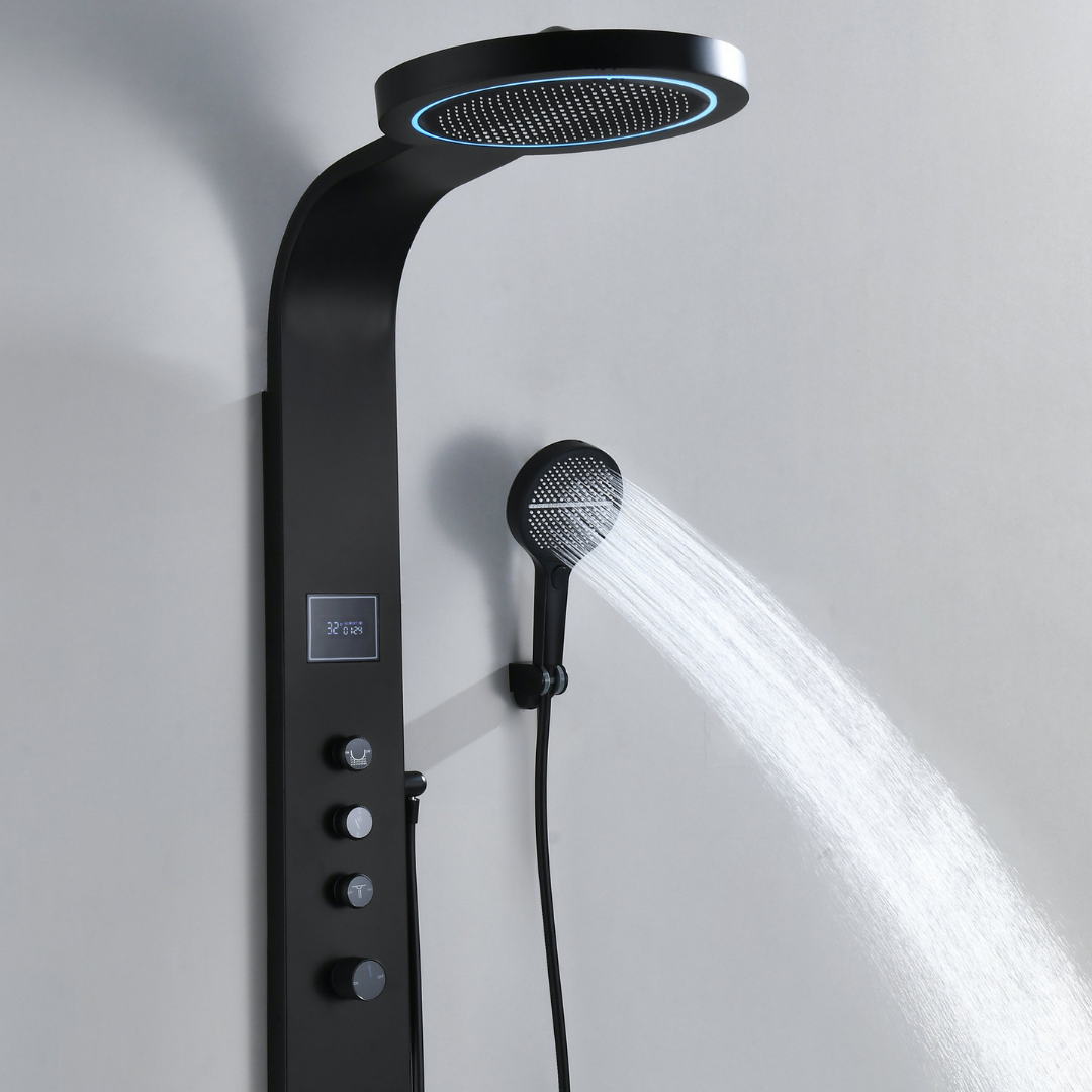 Freestanding Bath Faucet Lisandro – Waterfall Spout – Brushed nickel