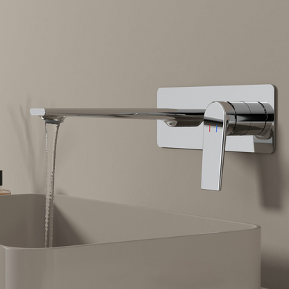 Freestanding Bath Faucet Lisandro – Waterfall Spout – Brushed nickel