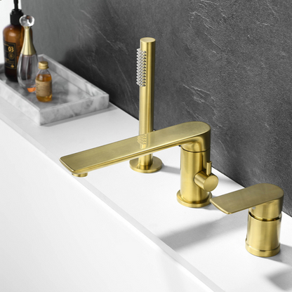 Freestanding Bath Faucet Lisandro – Waterfall Spout – Brushed nickel