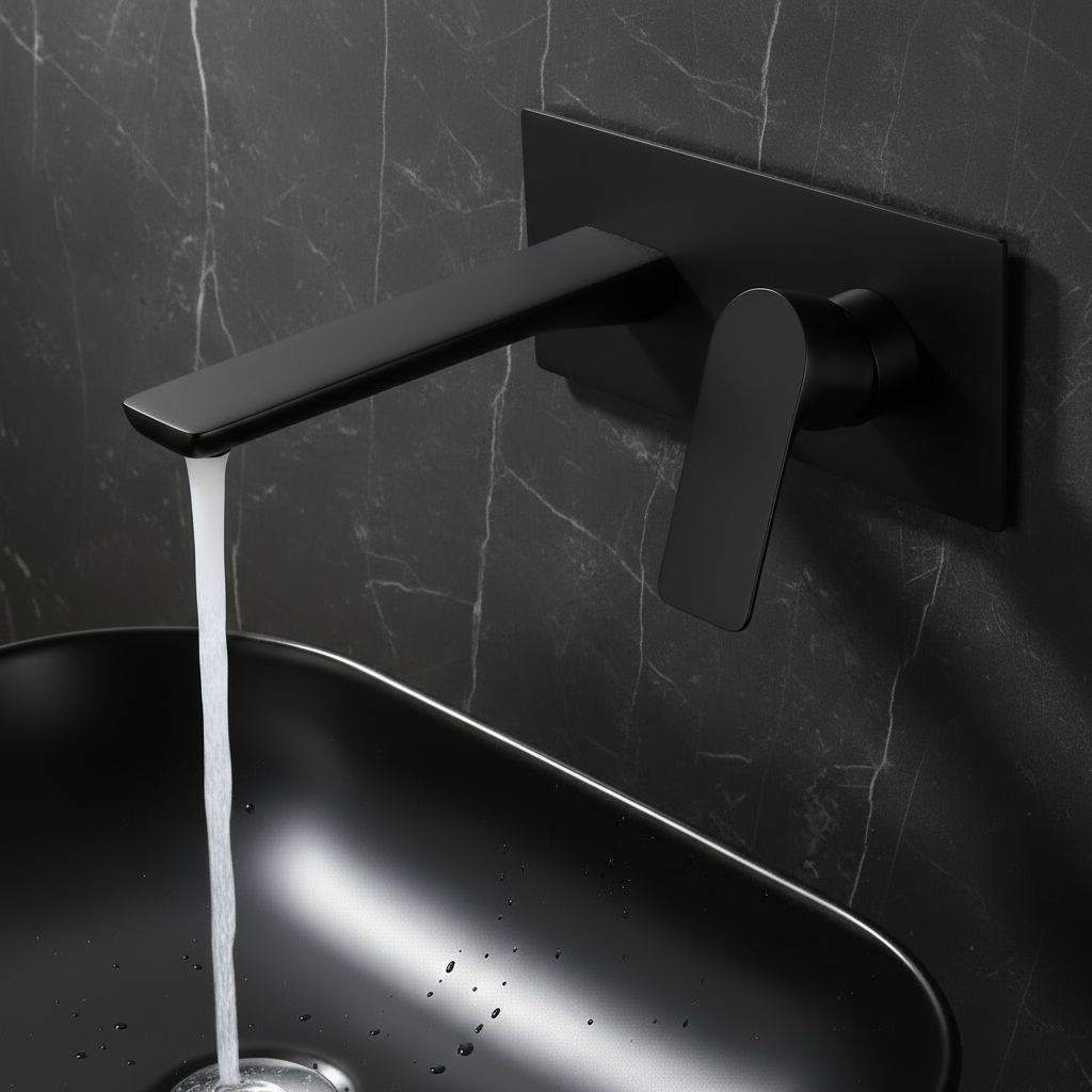 Freestanding Bath Faucet Lisandro – Waterfall Spout – Brushed nickel