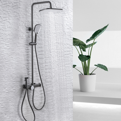 Thermostatic built-in rain shower set - Angelo - Gunmetal grey