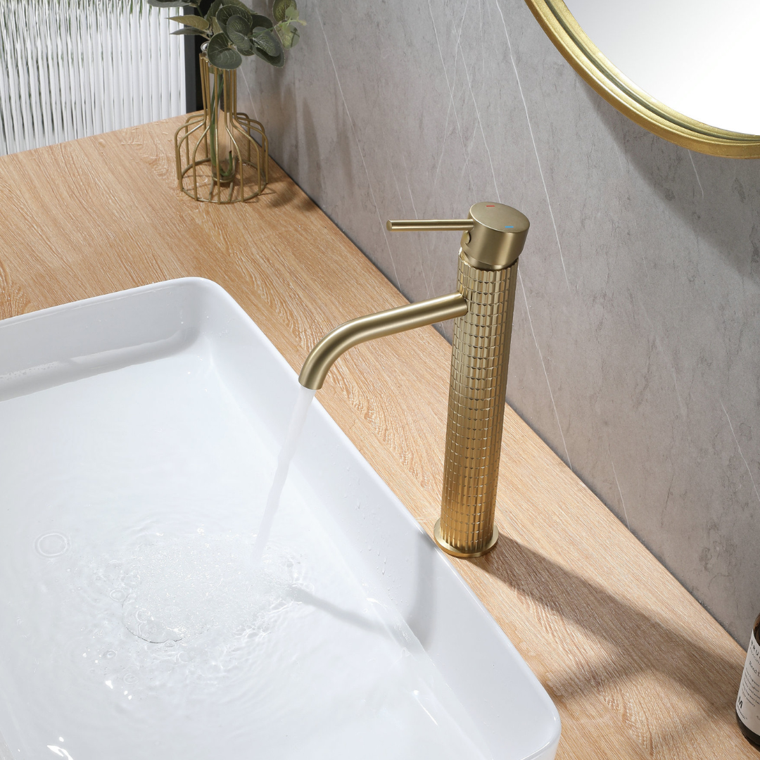 High washbasin faucet Angelica - Brushed gold