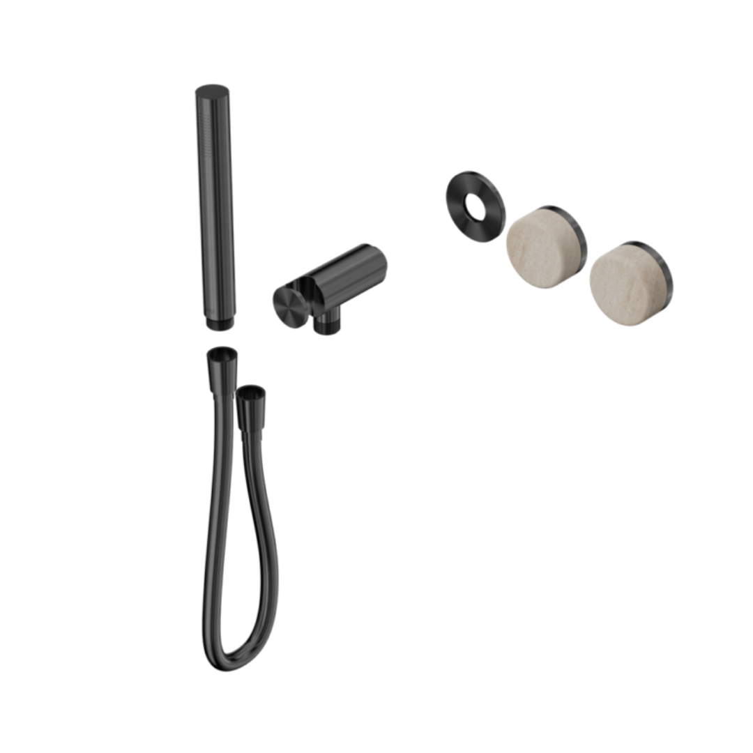 Inbouw douchemengkraan – Sorrento – Rome Travertine – Staafhanddouche – Zonder achterplaat – Gun metal grey