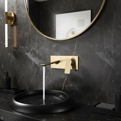 Freestanding Bath Faucet Lisandro – Waterfall Spout – Brushed nickel