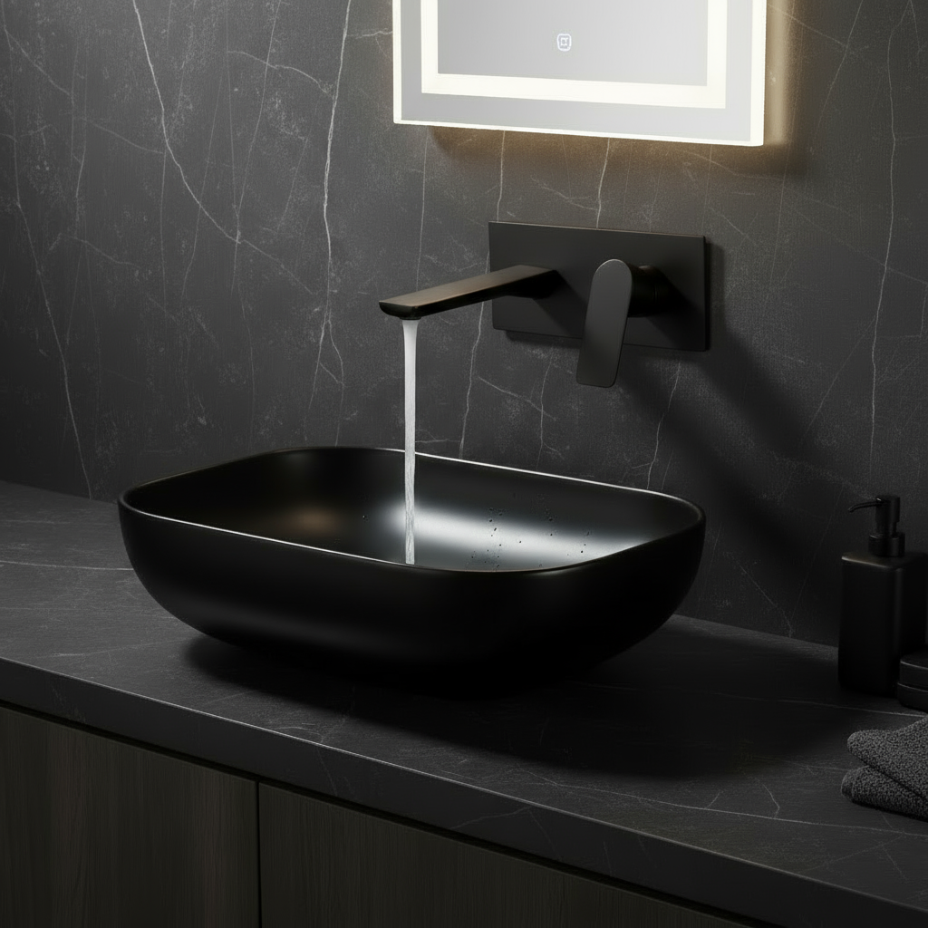 Freestanding Bath Faucet Lisandro – Waterfall Spout – Brushed nickel