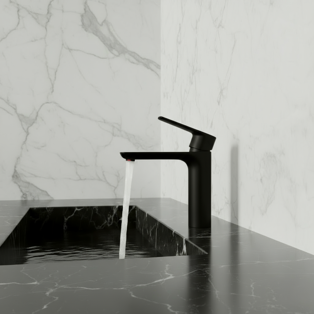 Freestanding Bath Faucet Lisandro – Waterfall Spout – Brushed nickel