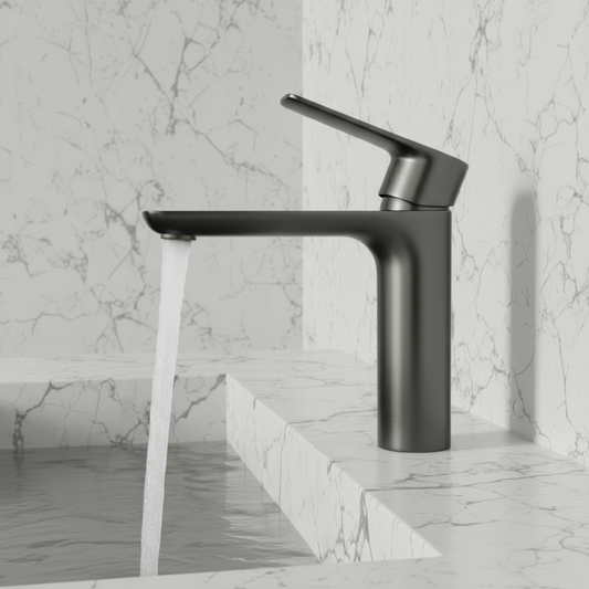 Freestanding Bath Faucet Lisandro – Waterfall Spout – Brushed nickel