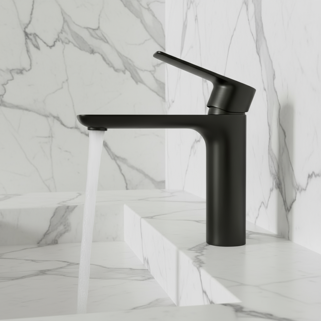 Freestanding Bath Faucet Lisandro – Waterfall Spout – Brushed nickel