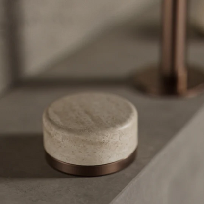 Inbouw Wastafelkraan Sorrento – Rome Travertine – 2-Gats – Rechte (edge) uitloop – Gun metal grey