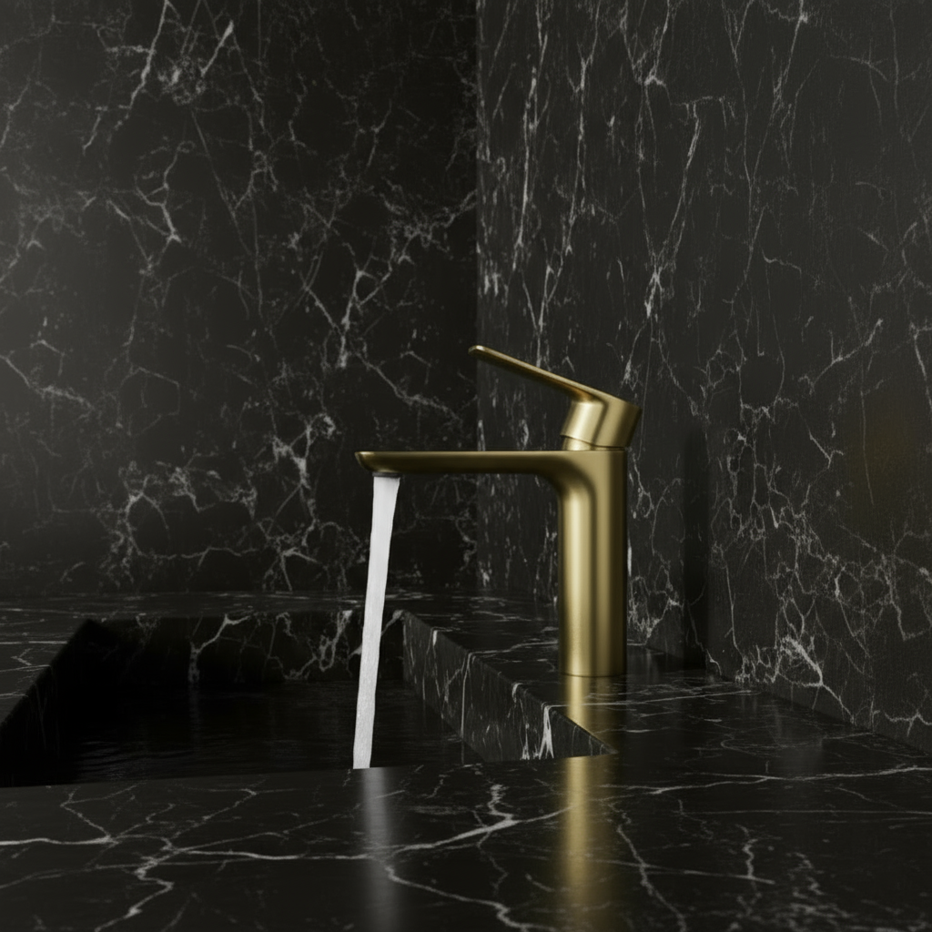 Freestanding Bath Faucet Lisandro – Waterfall Spout – Brushed nickel