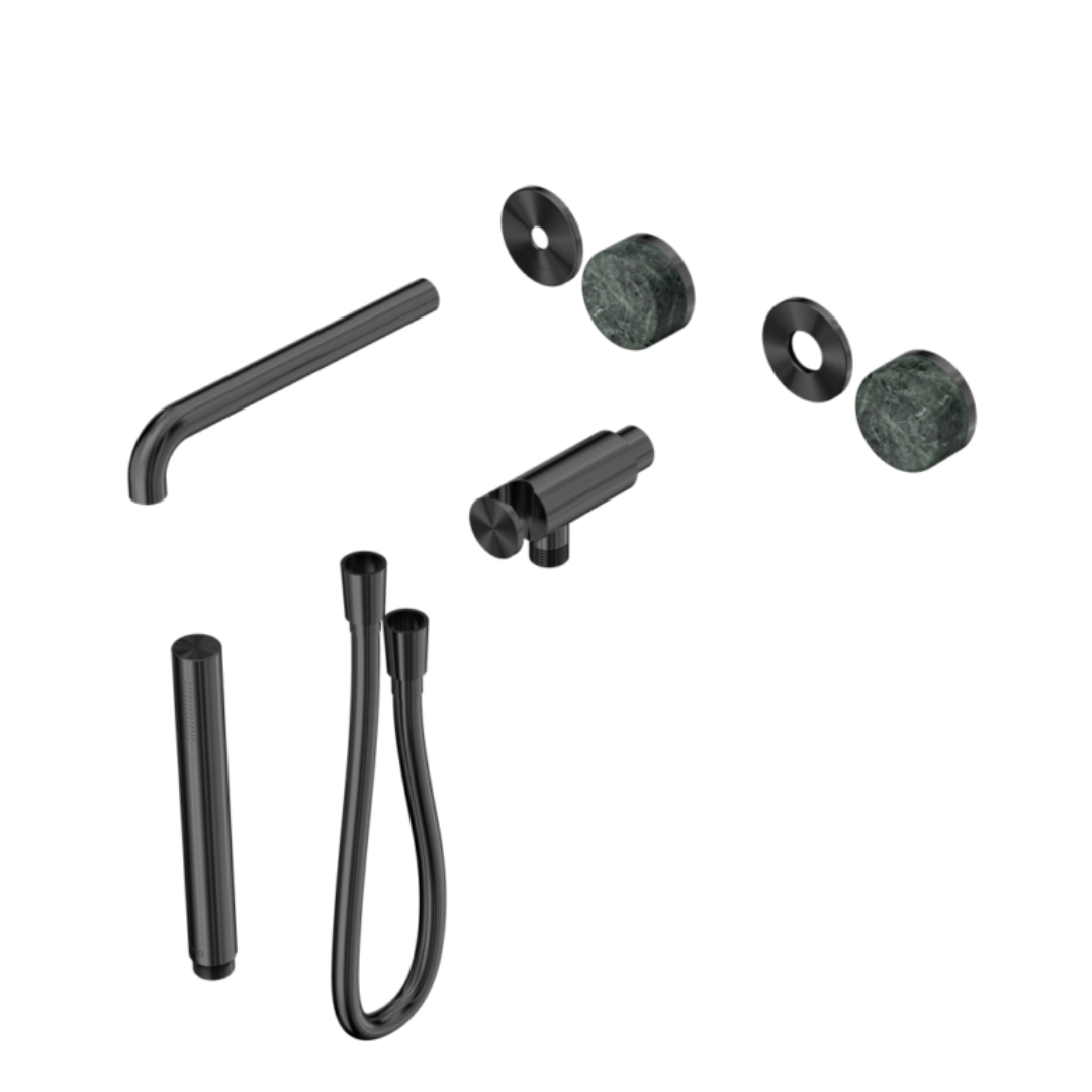 Inbouw badmengkraan Sorrento - Verde alpi - Staafhanddouche en uitloop - Zonder achterplaat - Gun metal grey