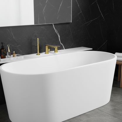 Freestanding Bath Faucet Lisandro – Waterfall Spout – Brushed nickel