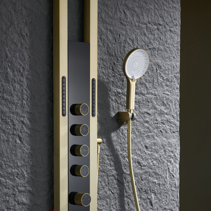 Thermostatic Shower Panel Marcelo – Digital Display - Brushed gold