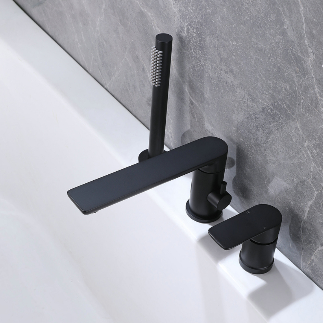 Freestanding Bath Faucet Lisandro – Waterfall Spout – Brushed nickel