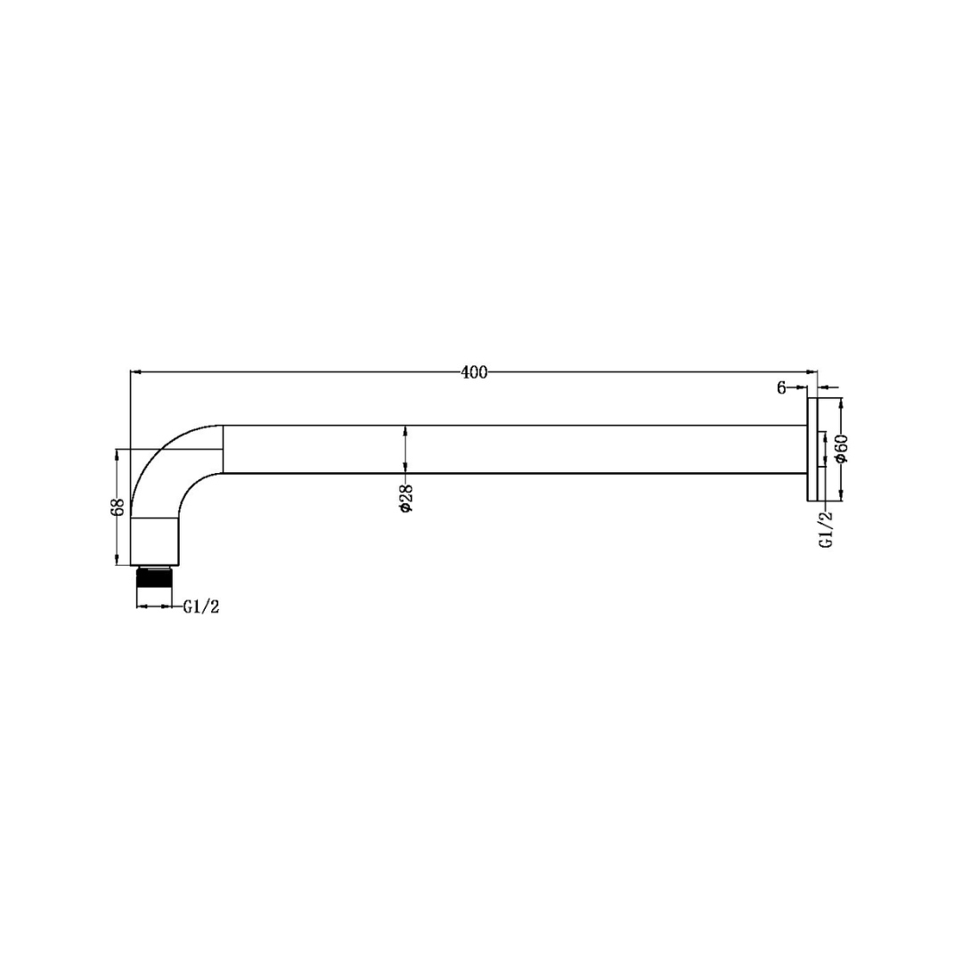 Gebogen Wandarm Capri – Brushed gold – 400 mm
