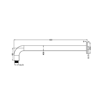 Gebogen Wandarm Capri – Brushed gold – 400 mm