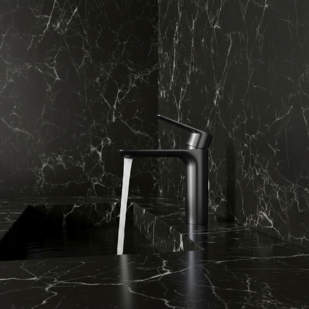 Freestanding Bath Faucet Lisandro – Waterfall Spout – Brushed nickel