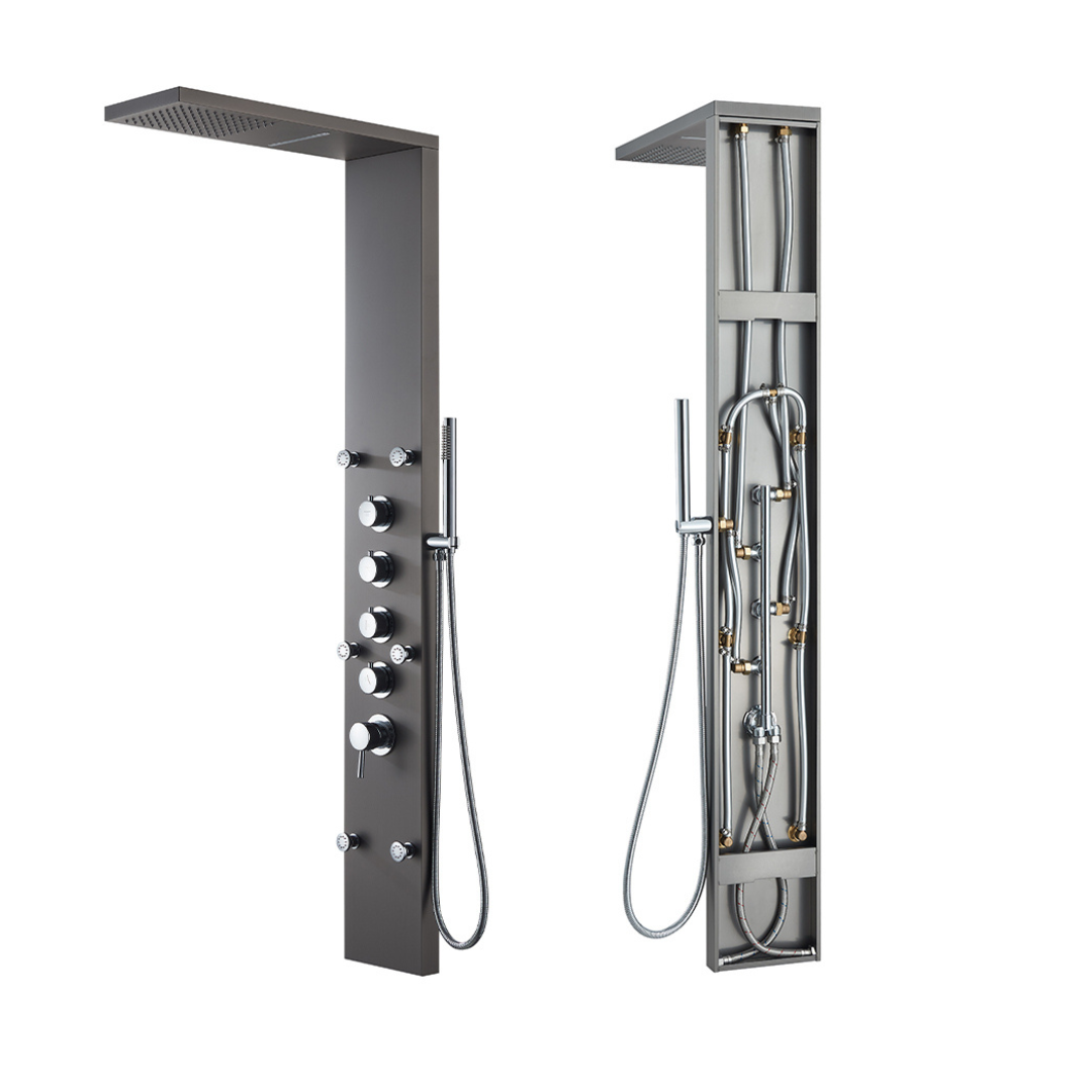 Freestanding Bath Faucet Lisandro – Waterfall Spout – Brushed nickel