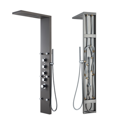 Freestanding Bath Faucet Lisandro – Waterfall Spout – Brushed nickel
