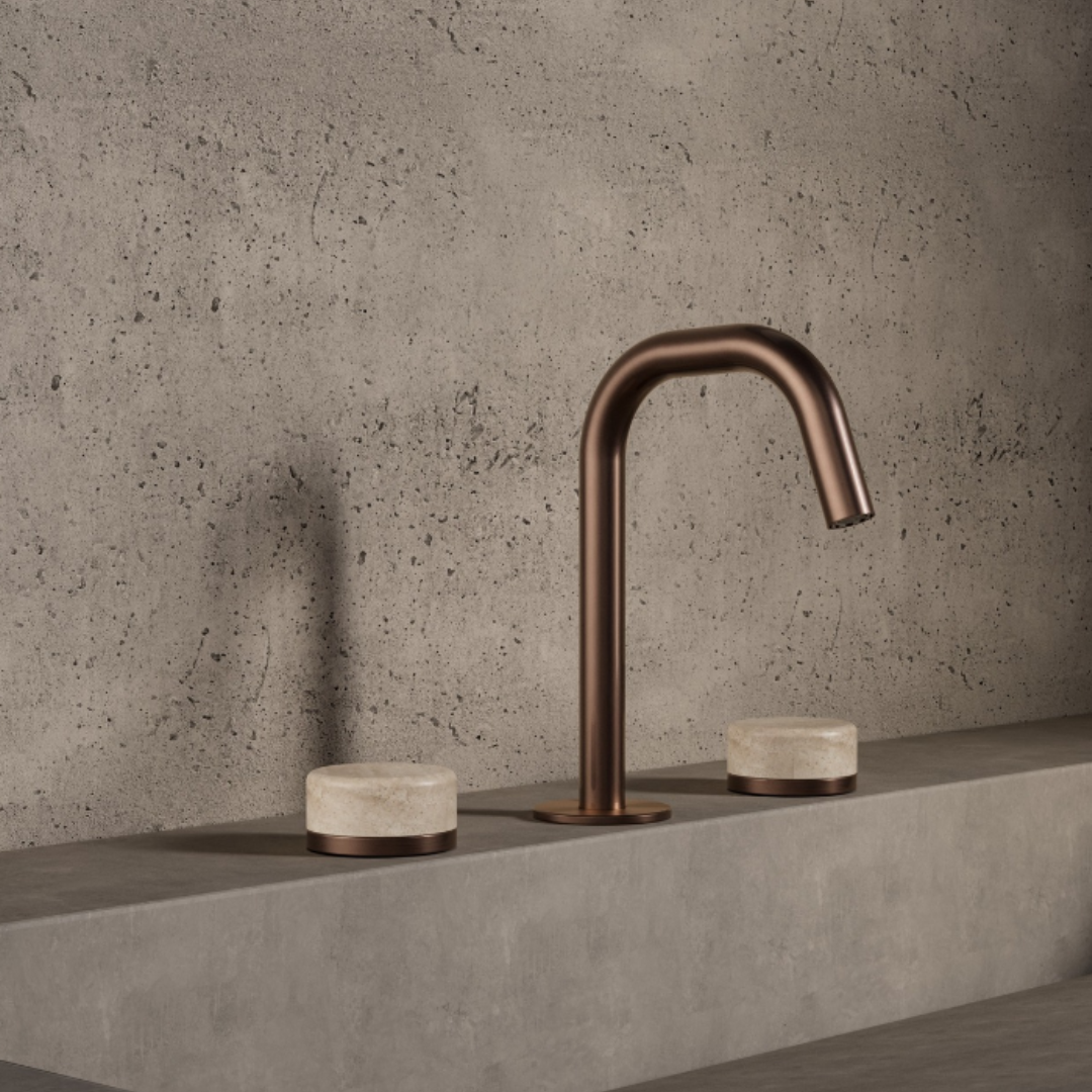 Inbouw mengkraan – Sorrento – Rome Travertine – Matte black