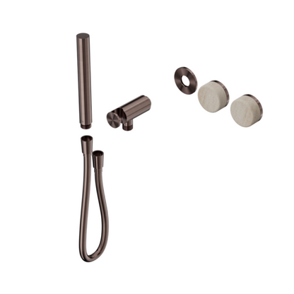 Inbouw douchemengkraan – Sorrento – Rome Travertine – Staafhanddouche – Zonder achterplaat – Brushed bronze