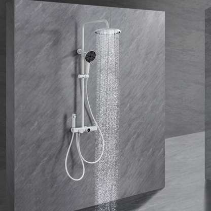 Thermostatic built-in rain shower set – Violetta – Digital Display – White
