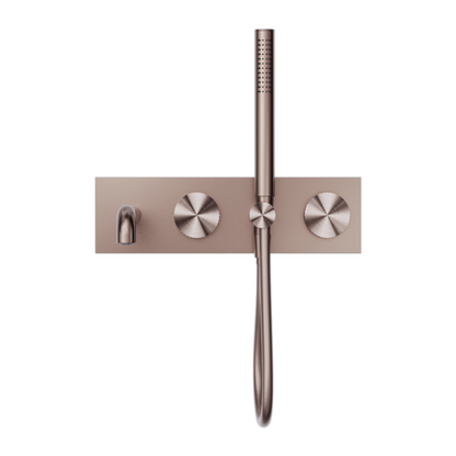 Inbouw badmengkraan Valencia - Staafhanddouche en uitloop - Brushed bronze