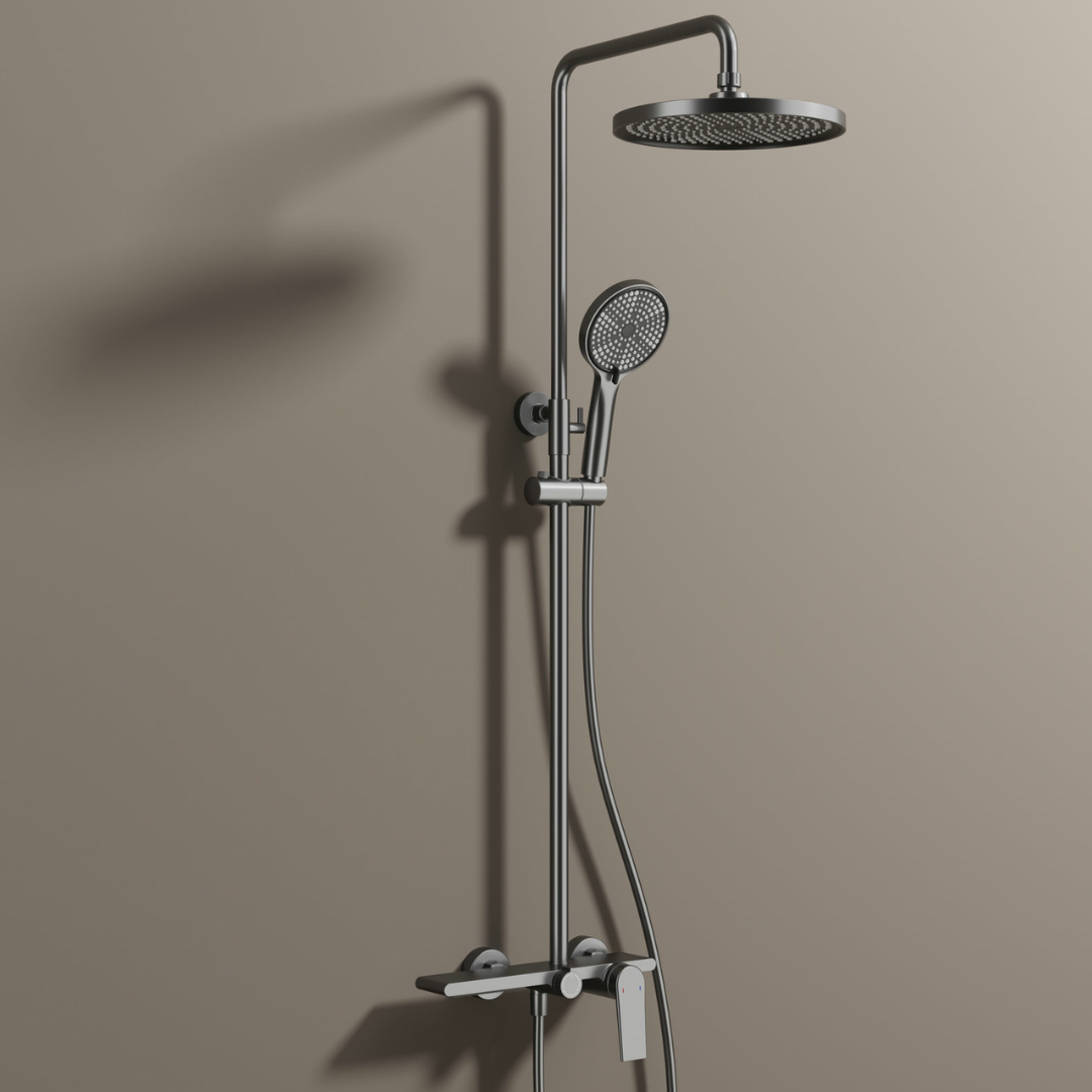 Freestanding Bath Faucet Lisandro – Waterfall Spout – Brushed nickel