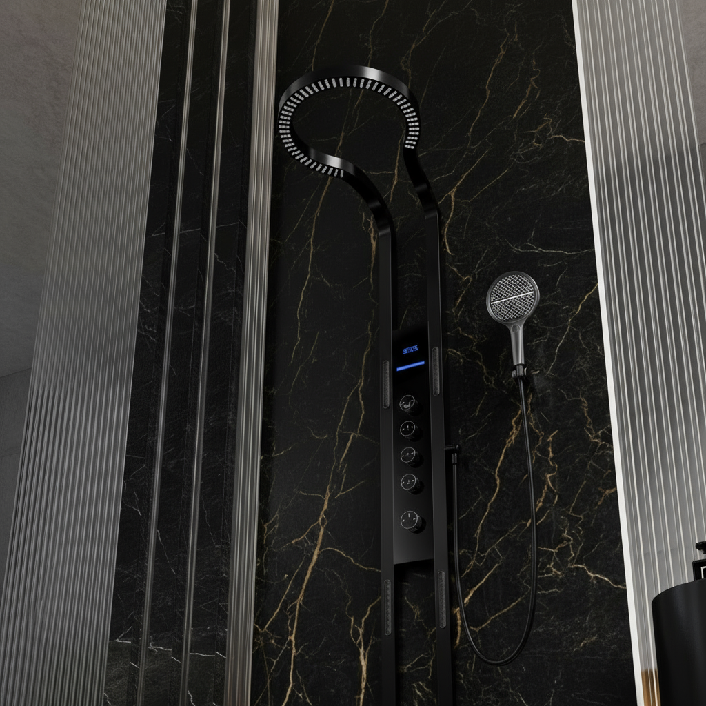 Thermostatic Shower Panel Marcelo – Digital Display - Matte black