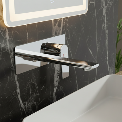 Freestanding Bath Faucet Lisandro – Waterfall Spout – Brushed nickel