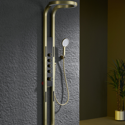 Thermostatic Shower Panel Marcelo – Digital Display - Brushed gold