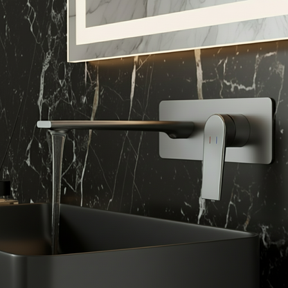 Freestanding Bath Faucet Lisandro – Waterfall Spout – Brushed nickel