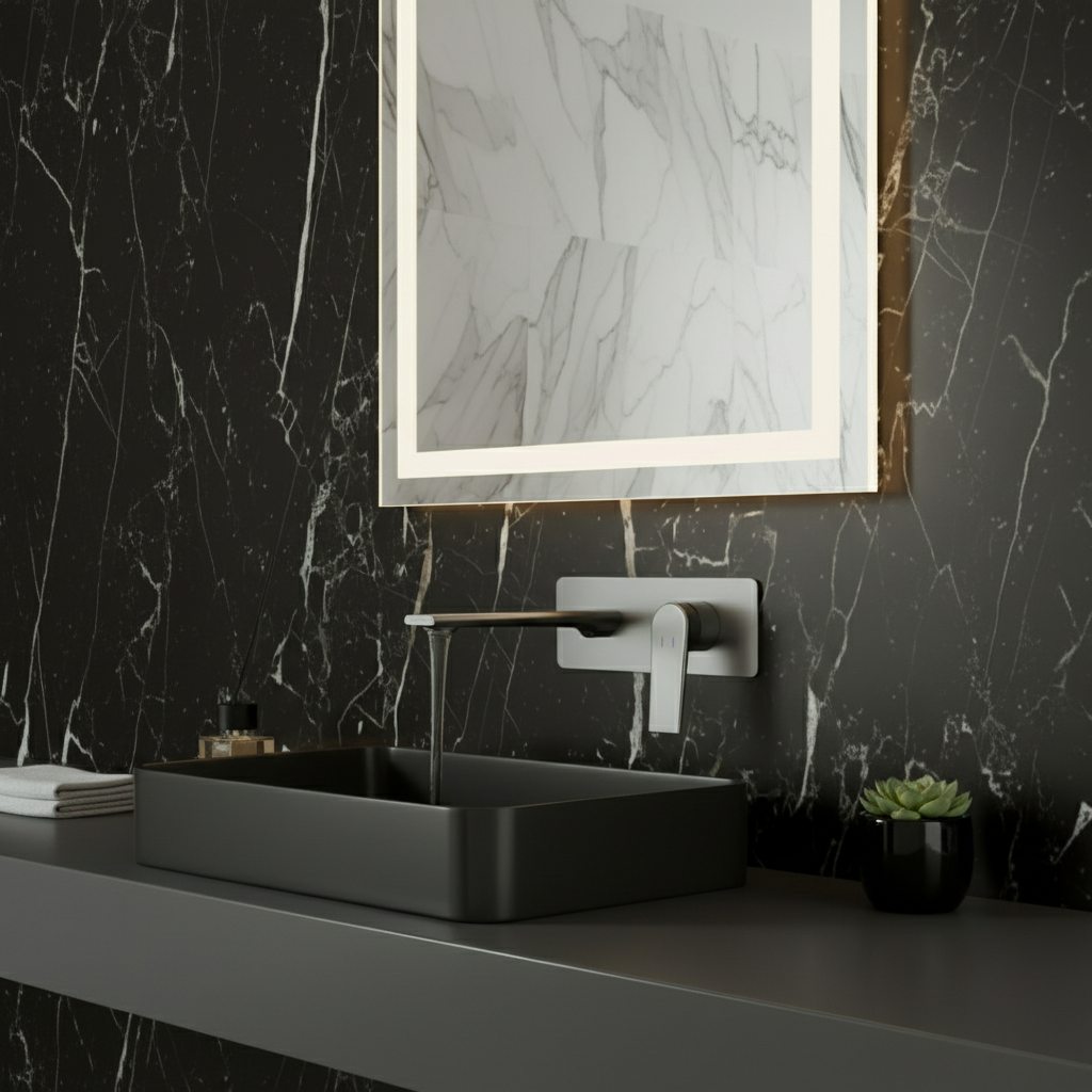 Freestanding Bath Faucet Lisandro – Waterfall Spout – Brushed nickel