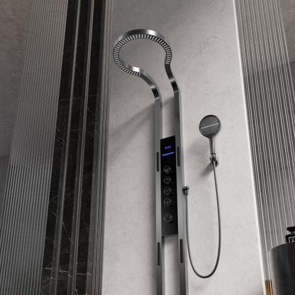 Thermostatic Shower Panel Marcelo – Digital Display - Gunmetal Grey
