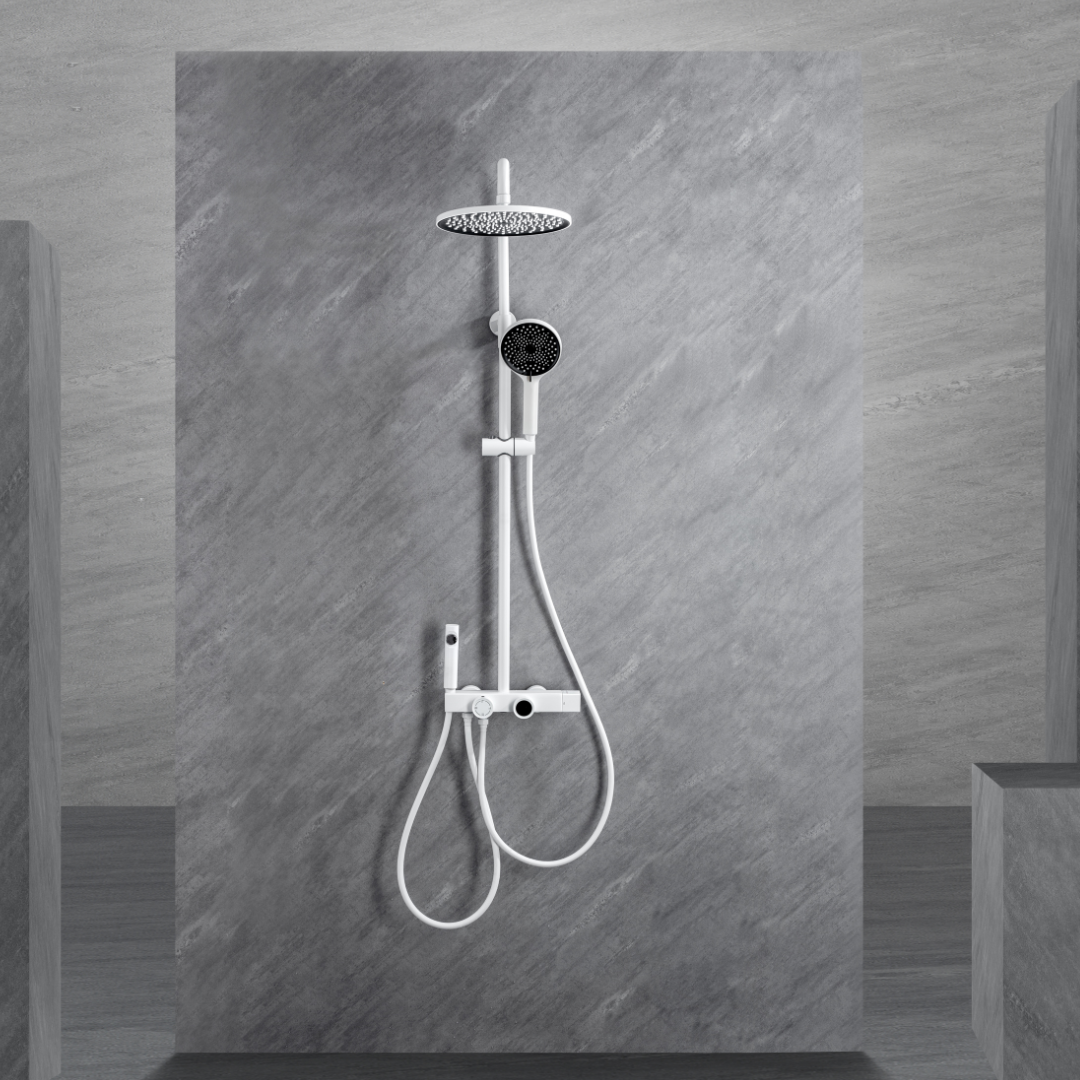 Thermostatic built-in rain shower set – Violetta – Digital Display – White