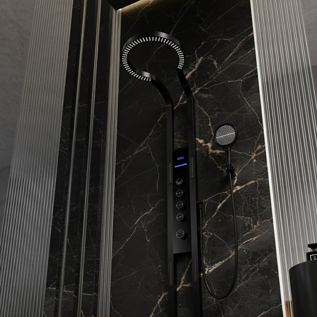 Thermostatic Shower Panel Marcelo – Digital Display - Matte black